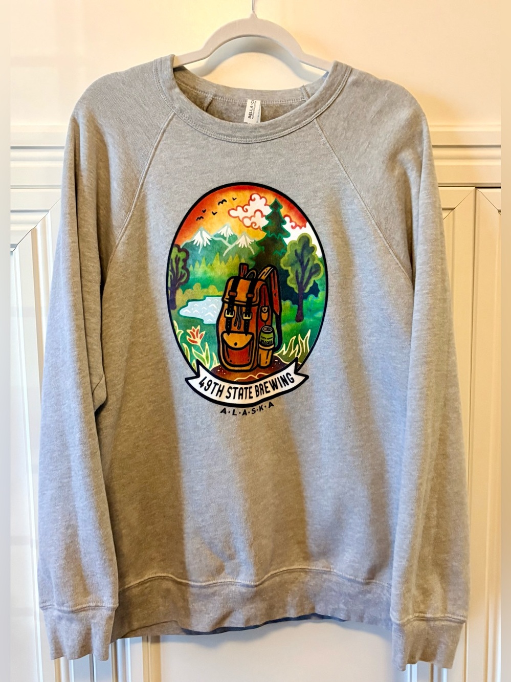 🟢 ANCHORAGE ALASKA GRAY CREWNECK - 49TH STATE BREWERY - SIZE L - WORN ONCE 🟢